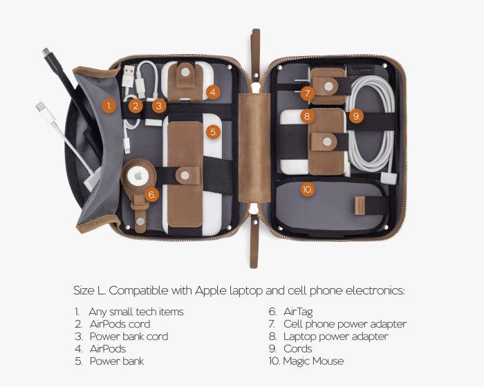 Large Tech Organizer Pouch Pecan