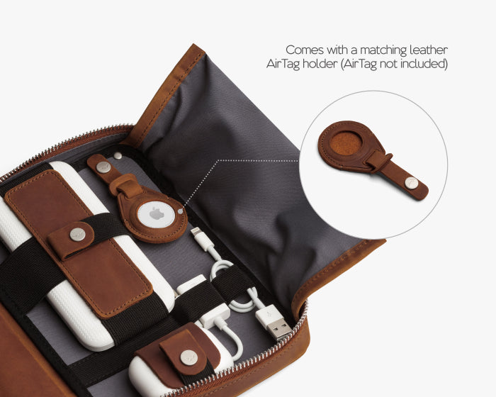 Large Tech Organizer Pouch Cognac