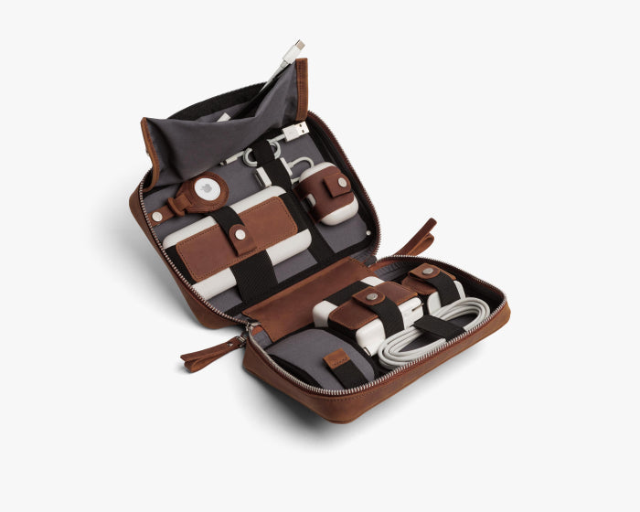 Large Tech Organizer Pouch Cognac