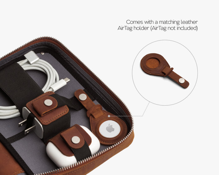 Medium Tech Organizer Pouch Cognac