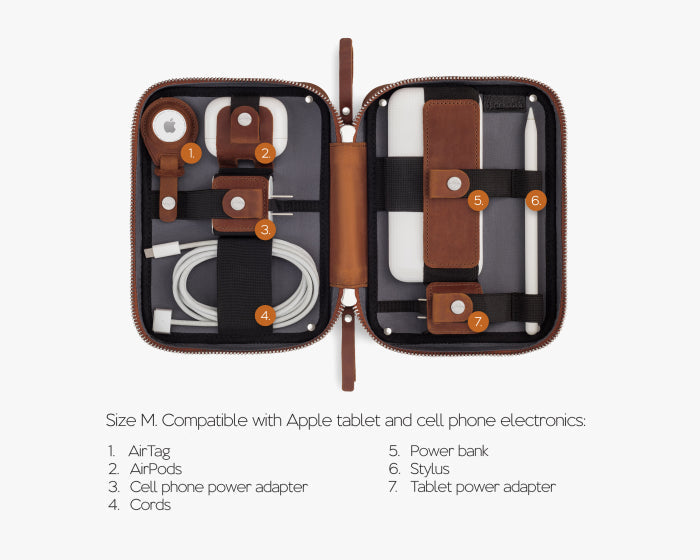 Medium Tech Organizer Pouch Cognac