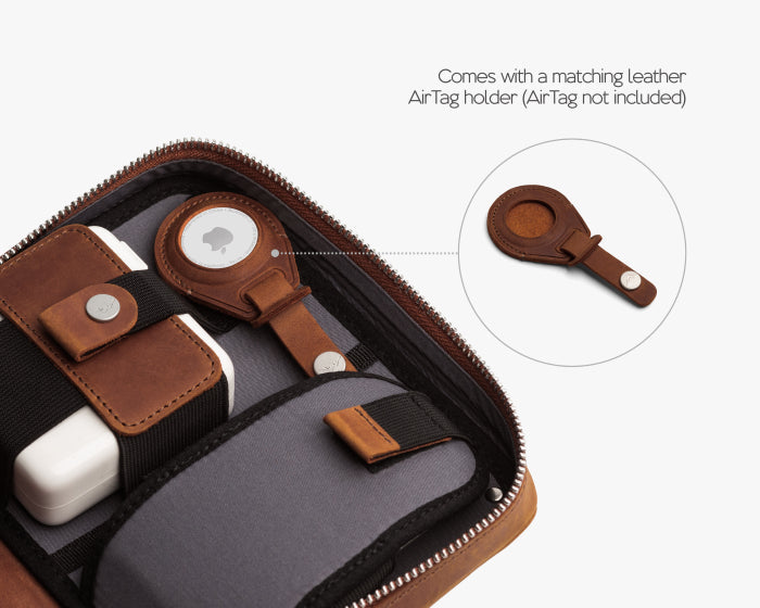 Small Tech Organizer Pouch Cognac