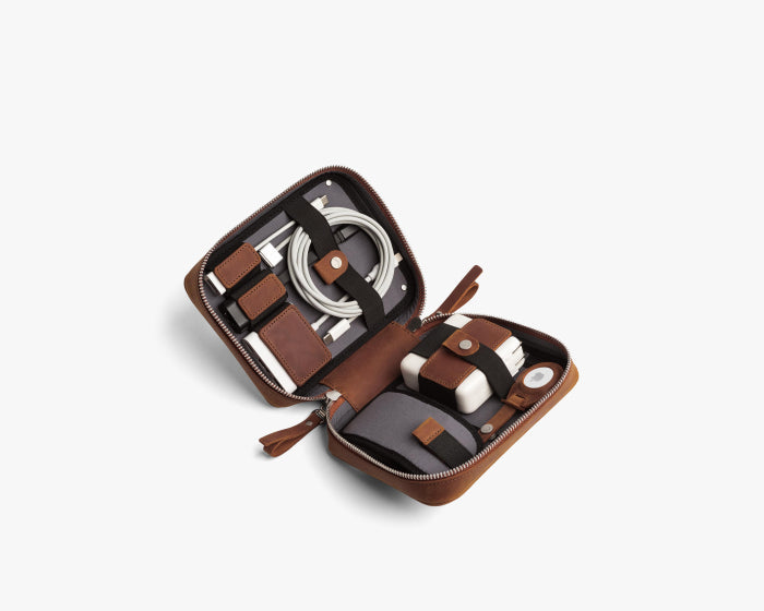 Small Tech Organizer Pouch Cognac