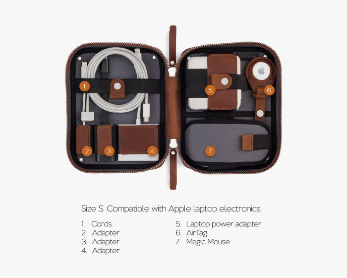 Small Tech Organizer Pouch Cognac