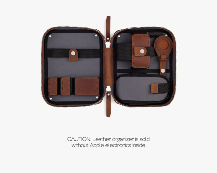Small Tech Organizer Pouch Cognac