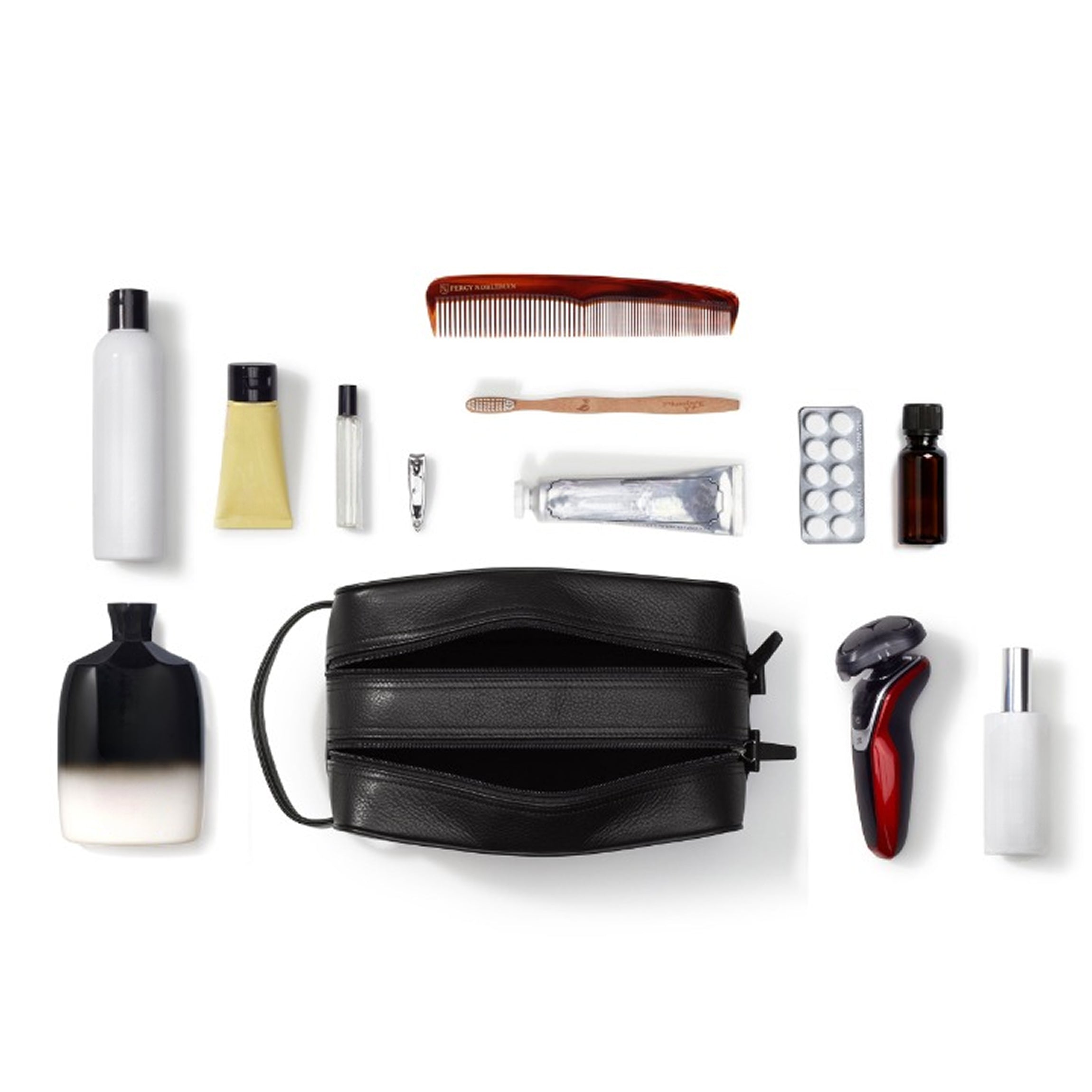 Double Zip Toiletry Bag Navy Blue