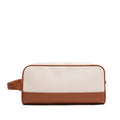 Double Zip Toiletry Bag Natural Canvas/Saddle Brown