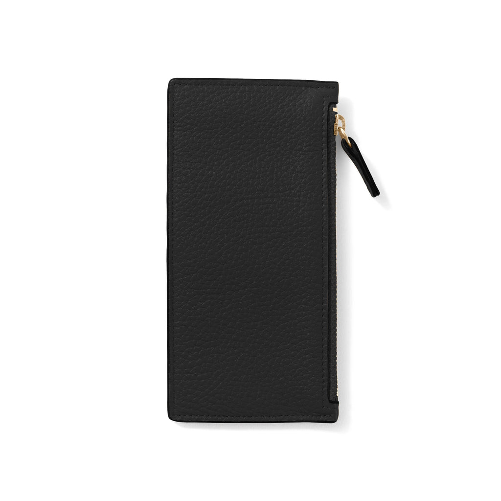 Devon Slim Zip Card Case Black Pebble