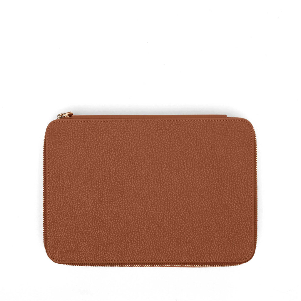 Large Jewelry Zip Case Saddle Brown