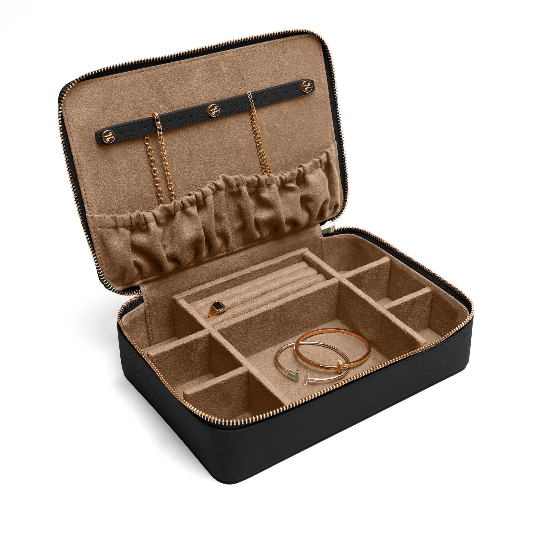 Large Jewelry Zip Case Black Pebble