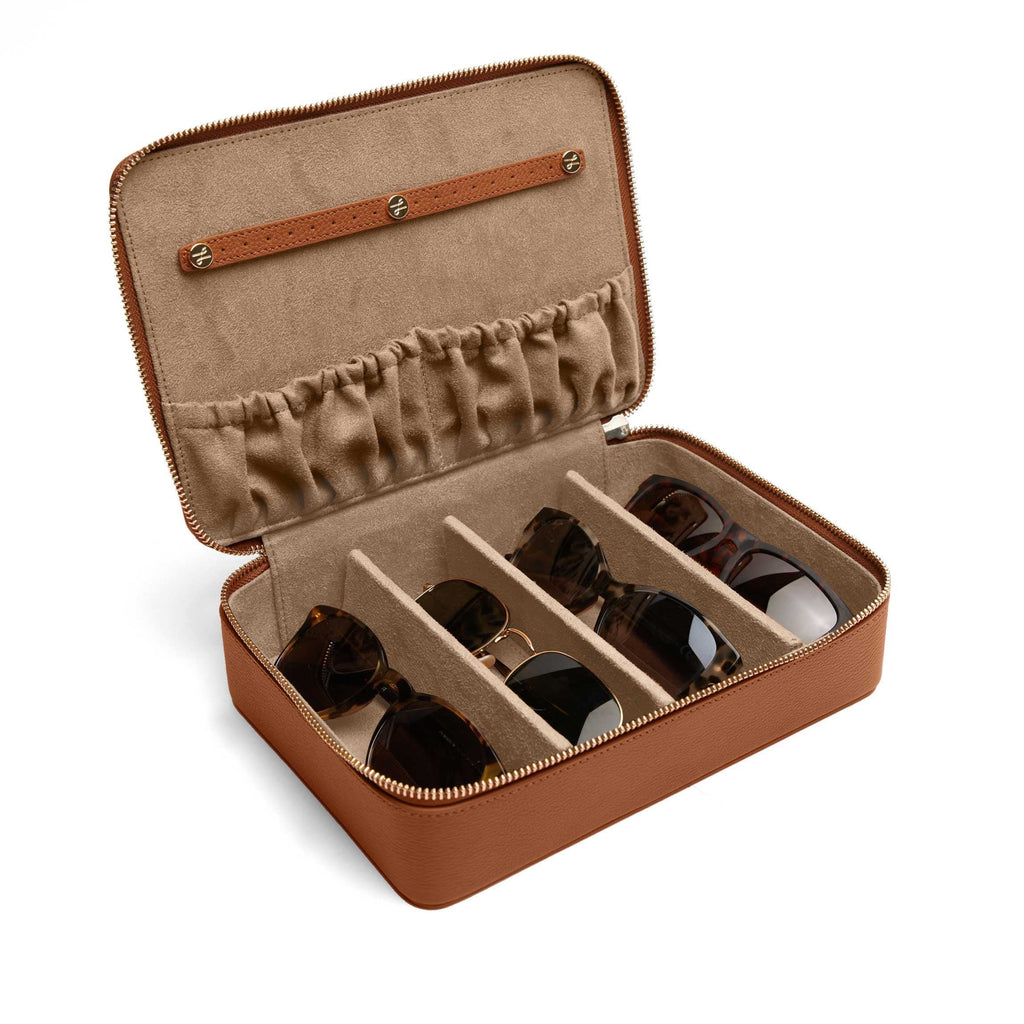 Multi Sunglass Zip Case Saddle Brown