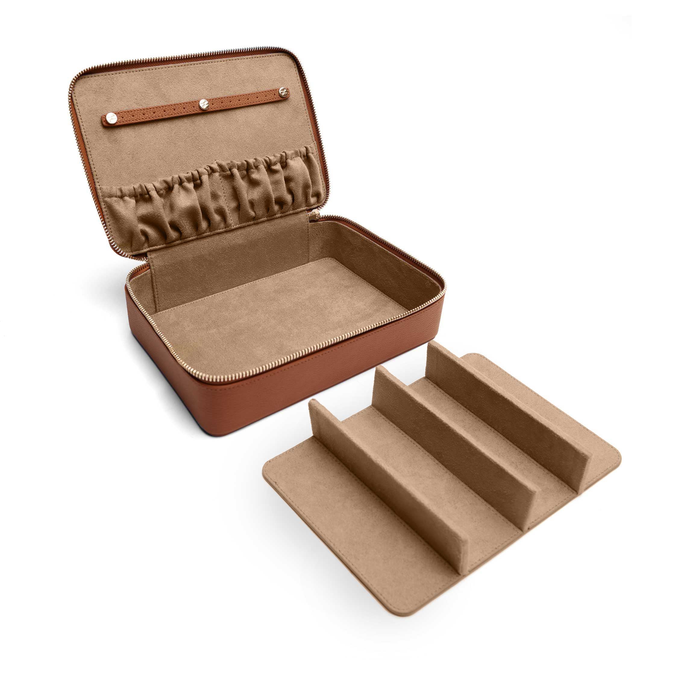 Multi Sunglass Zip Case Saddle Brown