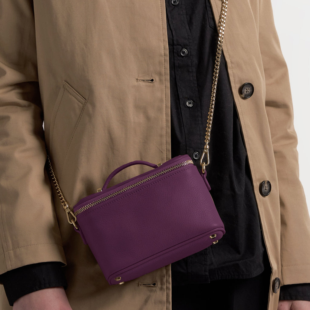 Maddie Micro Train Case Crossbody Deep Plum