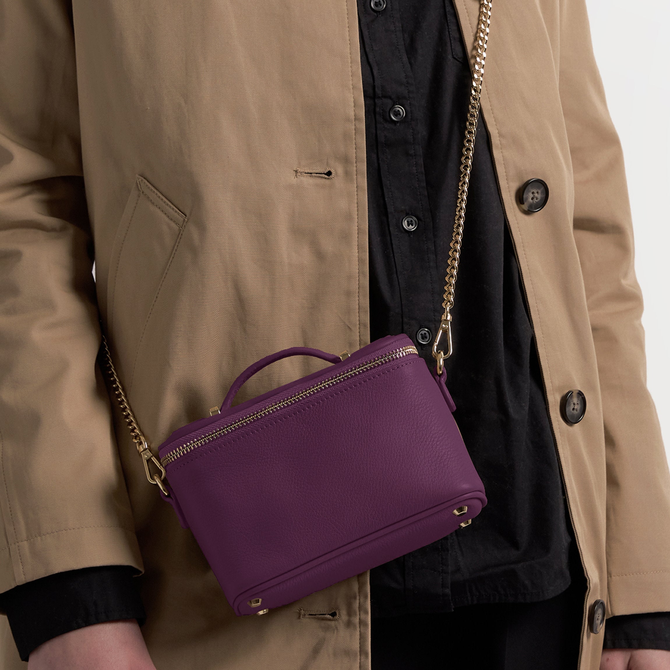 Maddie Micro Train Case Crossbody Deep Plum